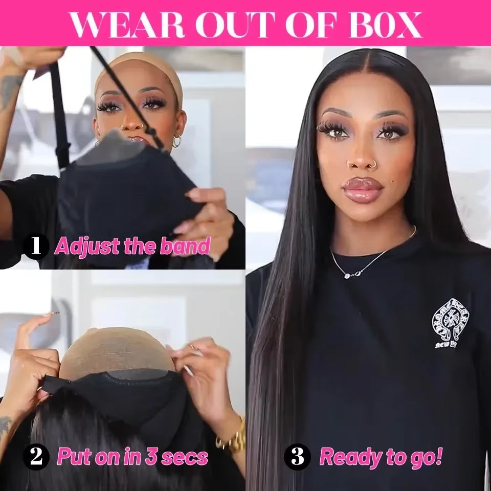 Glueless Wigs Human Hair Ready to Wear Bone Straight Lace Front Wigs Human Hair 4X4 5X5 Pre Cut Hd Lace Closure Wigs for Women