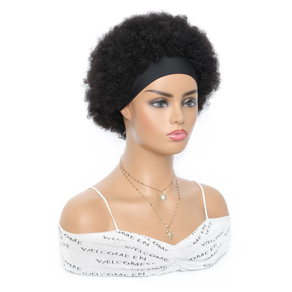 Short Curly Headband Wig Human Hair Wigs for Women Afro Kinky Curly Full Machine Made Brazilian Remy Cheapturban Wigs Wigs