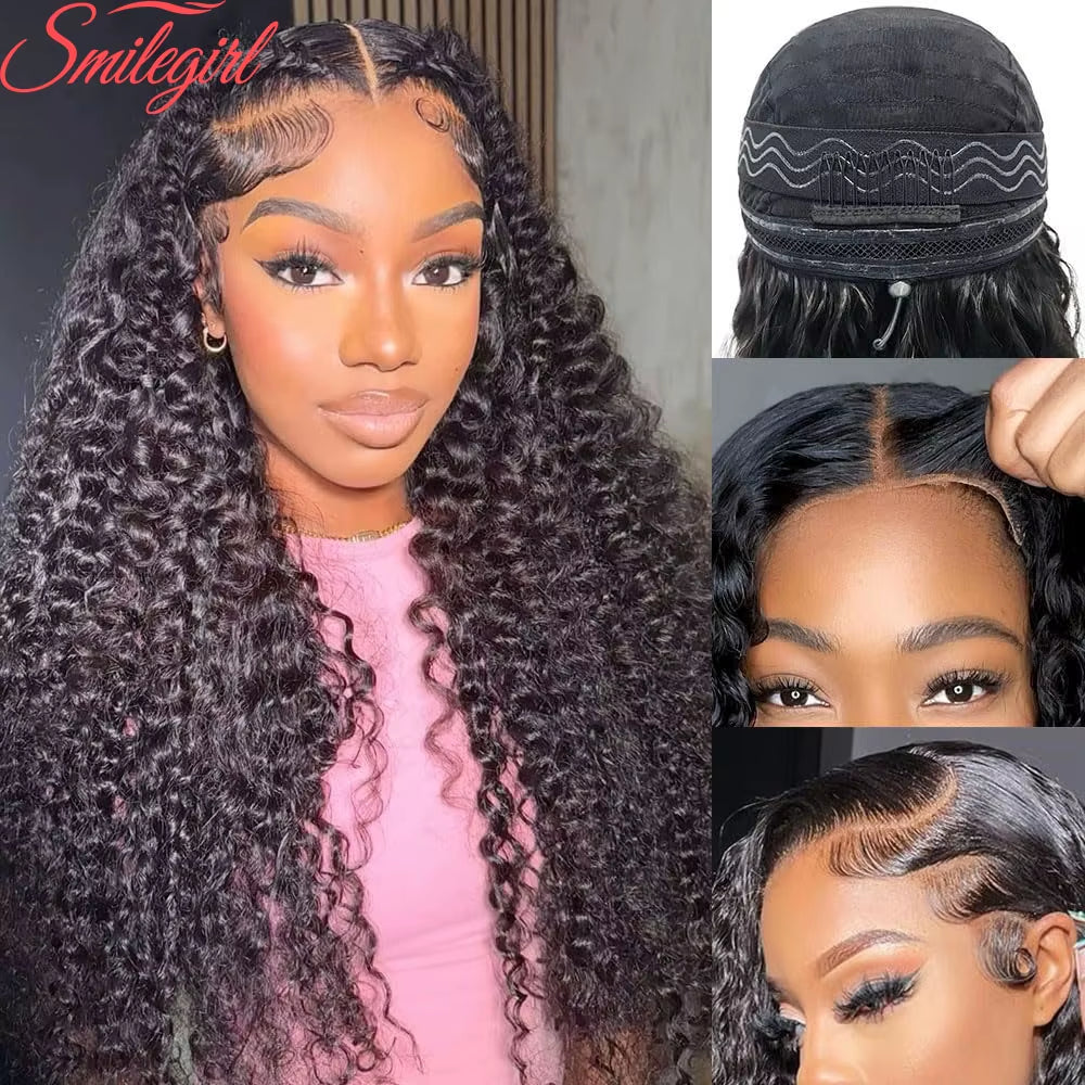 Glueless Wigs Human Hair Pre Plucked Pre Cut Wear and Go Deep Wave Lace Front Wigs Human Hair 5X5 Closure Wigs for Black Women