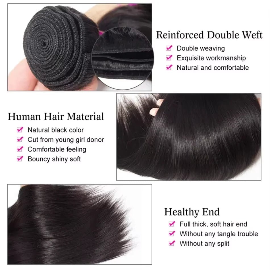 Straight Human Hair Bundles Brazilian Weave Human Hair Bundles 30 40 Inch Bundles Human Hair Remy Hair Extensions