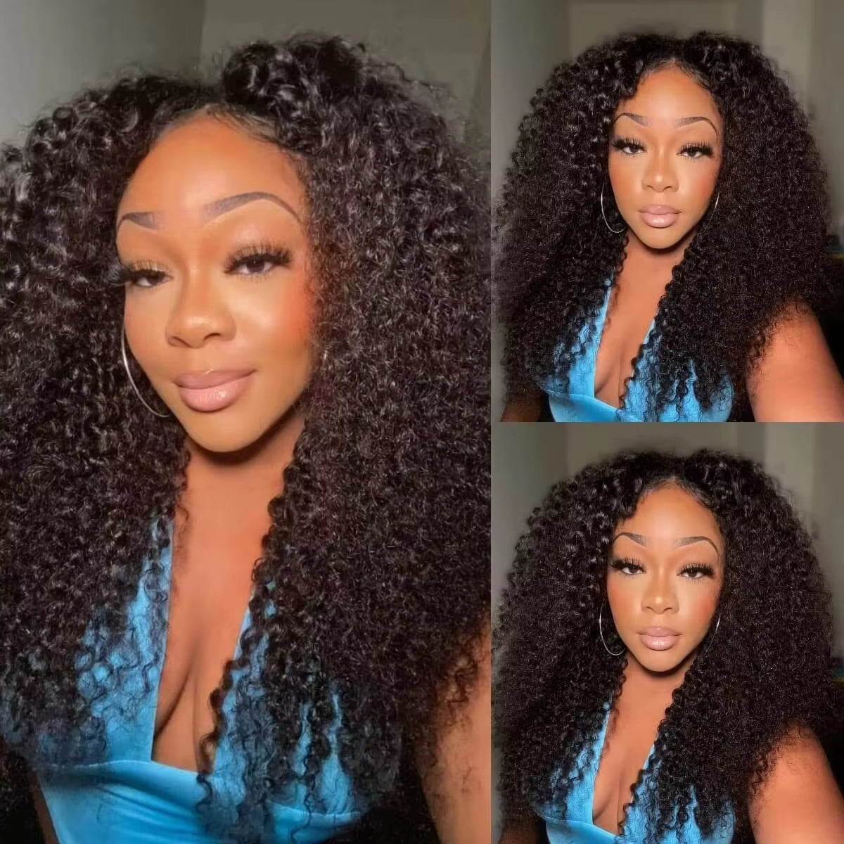 Kinky Curly V Part Wig Human Hair Deep Wave Glueless V Part Wigs Human Hair Black Water Wave Brazilian Human Hair Wigs for Women