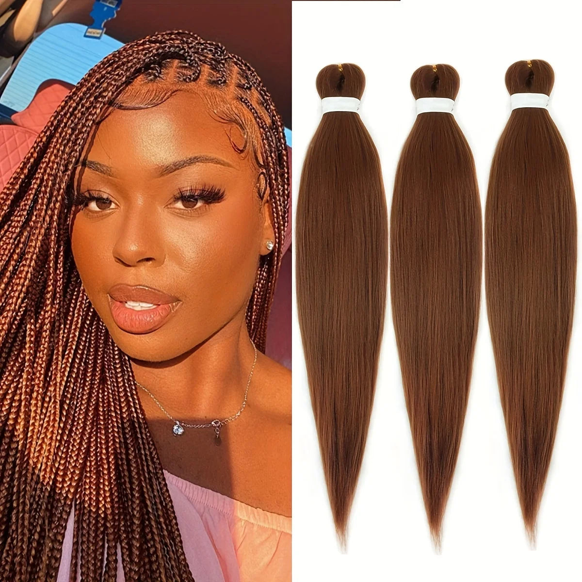 Pre Stretched Synthetic Braiding Hair 3Pcs Natural Black Braiding Hair for Professional Braiding Hair Extensions Crochet Braid