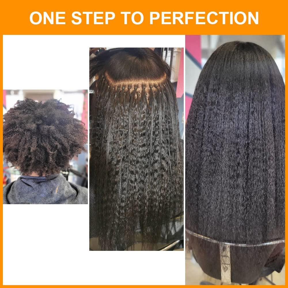 Niawigs Micro Links Human Hair for Black Women Kinky Straight Microlink Hair Extensions Human Hair 100 Strands Micro Loop Human Hair Extensions 14 Inches 85G Natural Black