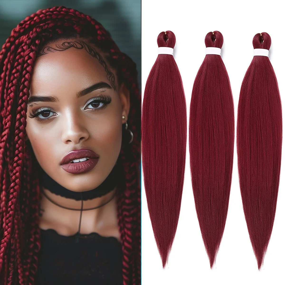 Pre Stretched Synthetic Braiding Hair 3Pcs Natural Black Braiding Hair for Professional Braiding Hair Extensions Crochet Braid