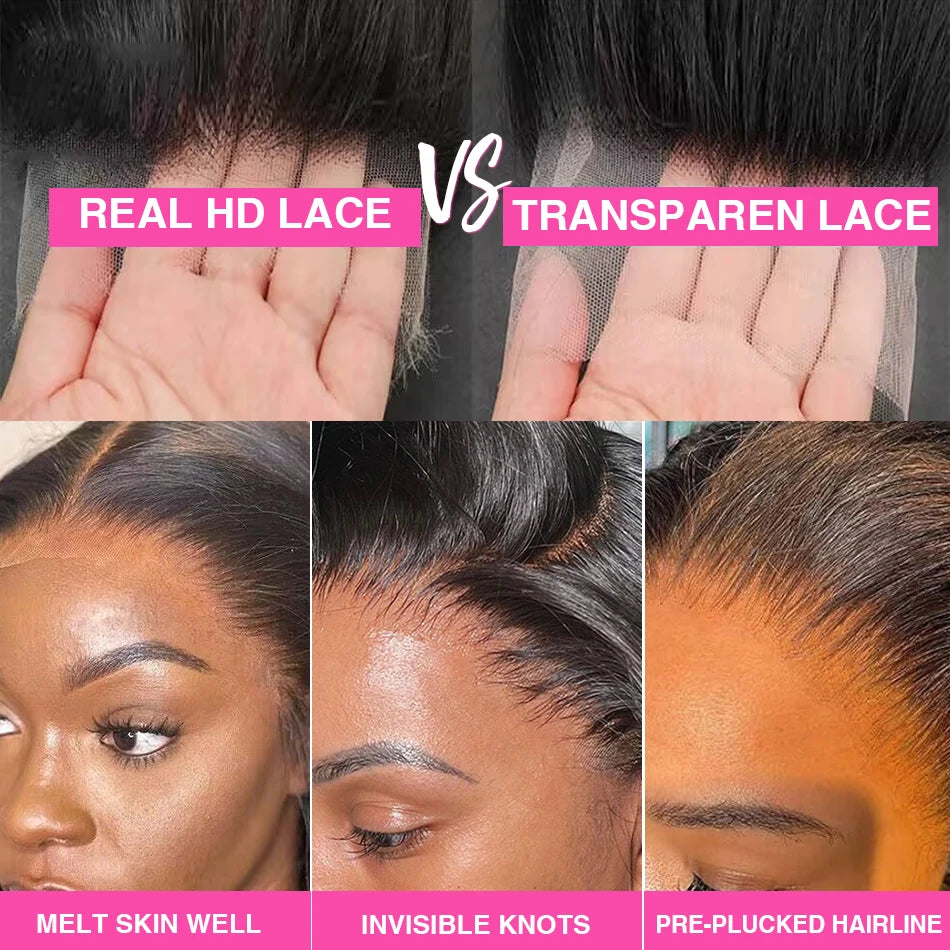 220% Density Bob Wigs Straight 100% Human Hair Lace Front Wigs 13X4 Bob Brazilian Remy Hair Pre-Plucked Lace Front Wigs 16 Inch