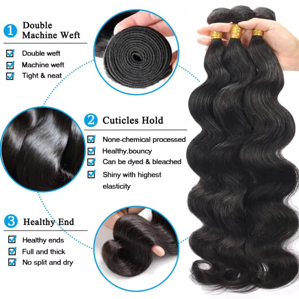 Body Wave Human Hair Bundle Brazilian Remy Hair Weave Raw Virgin Hair Extensions 1 3 4 Bundles Deal Weft Double Drawn Wholesale