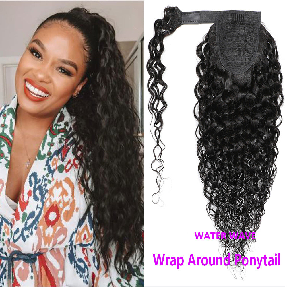 Wrap Around Ponytail Water Wave Human Hair