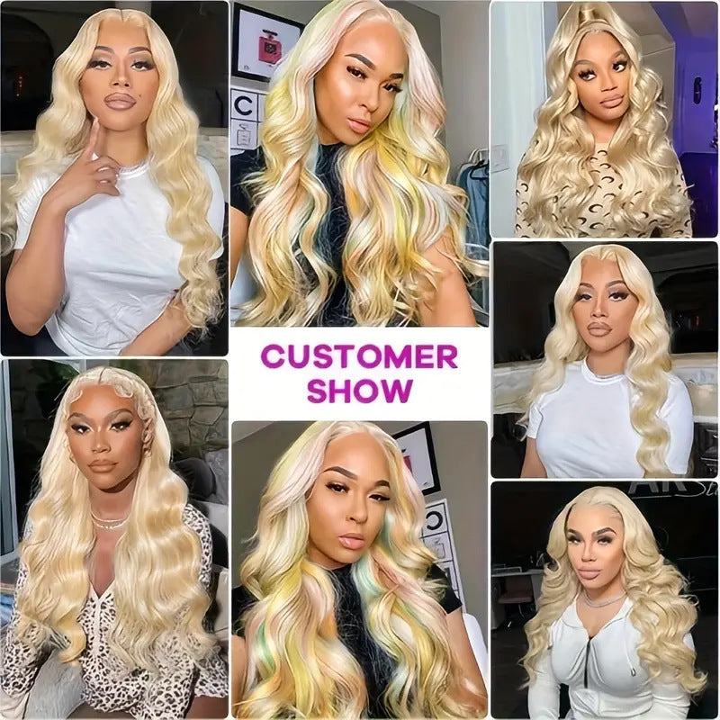 Front Lace Human Hair Wig for Women with Medium Parting, Big Waves, Long Curly Hair, Fluffy and Natural Full Head Cover