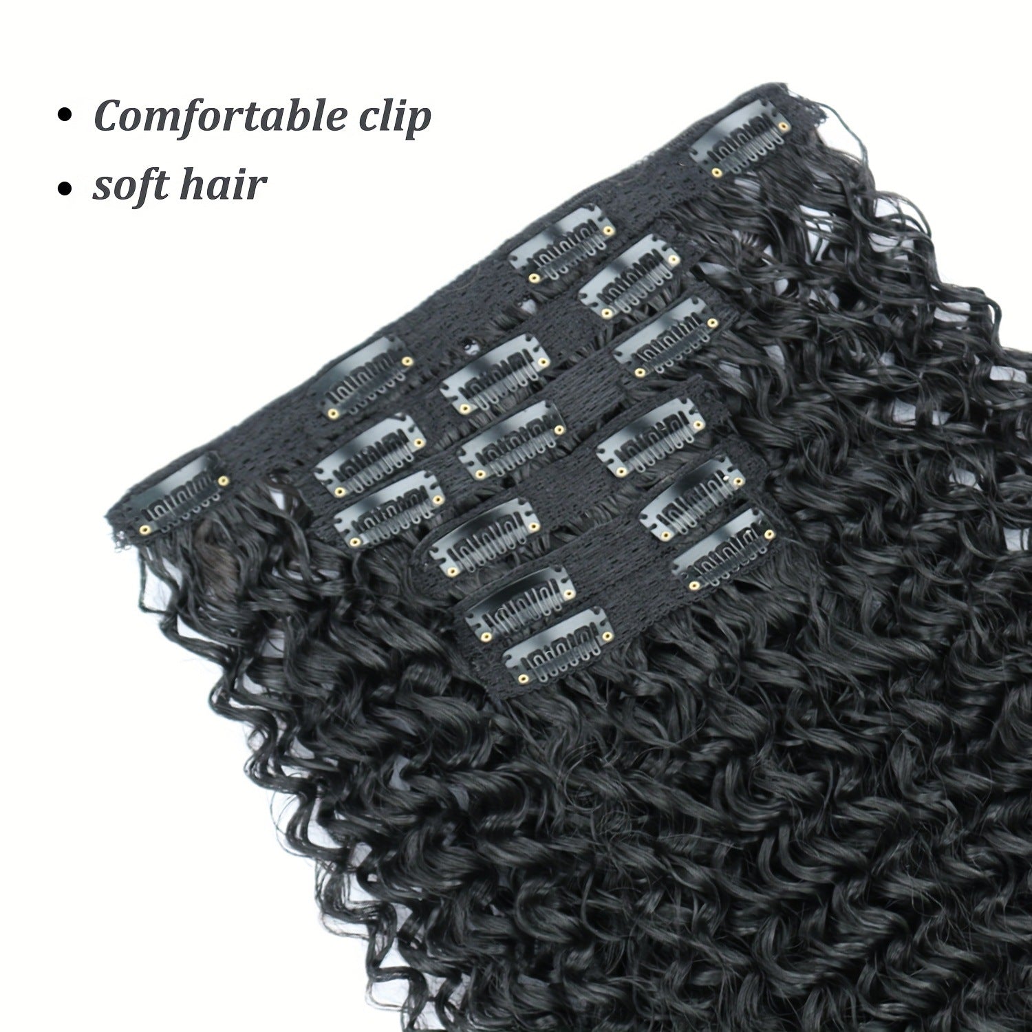 Long Curly Clip-In Natural synthetic Extensions