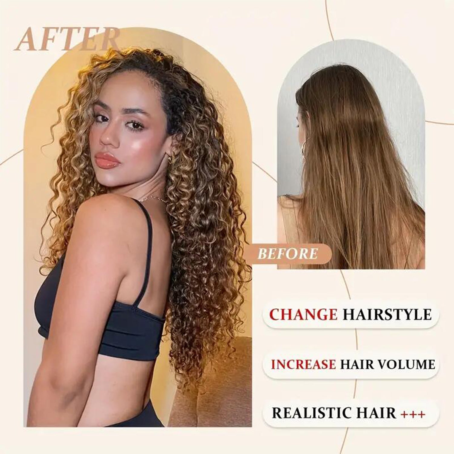 Long Curly Clip-In Natural synthetic Extensions