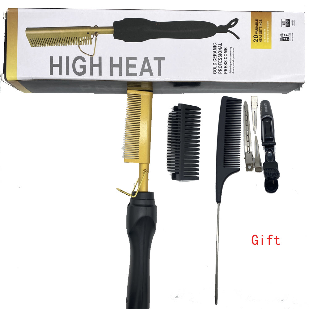 Electric Hot Comb Hair Straightener Brush - Professional Pressing Comb Styling Tool