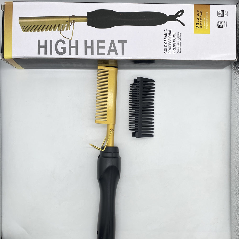 Electric Hot Comb Hair Straightener Brush - Professional Pressing Comb Styling Tool
