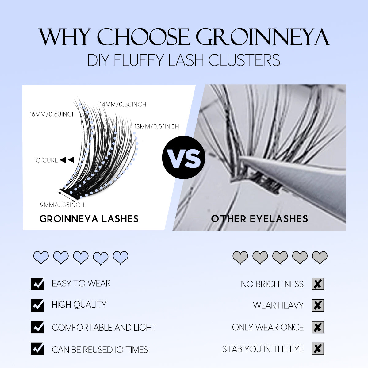 Fluffy Lash Clusters - D/DD Curl Wispy Individual DIY Eyelash Extensions