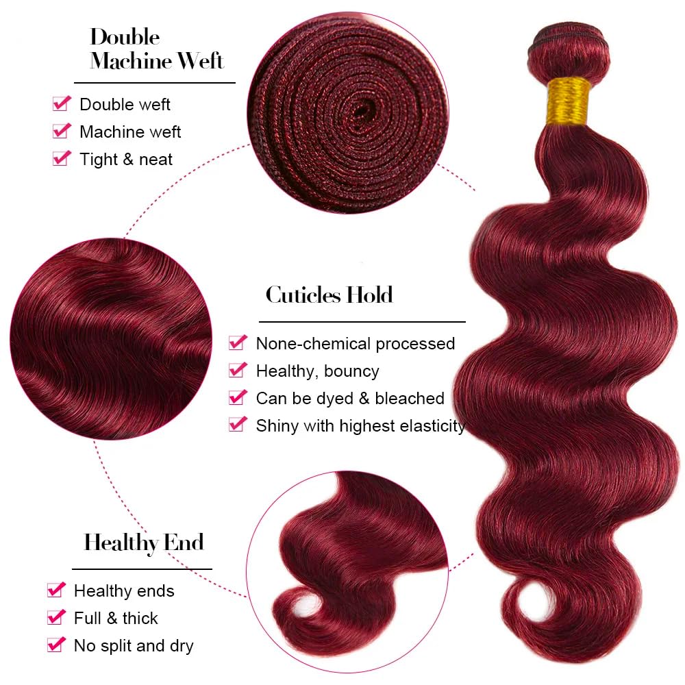 16-40 Inch 99J Burgundy / Blonde 613 Body Wave Bundles - Premium Brazilian Virgin Hair 4/5/6 Bundles