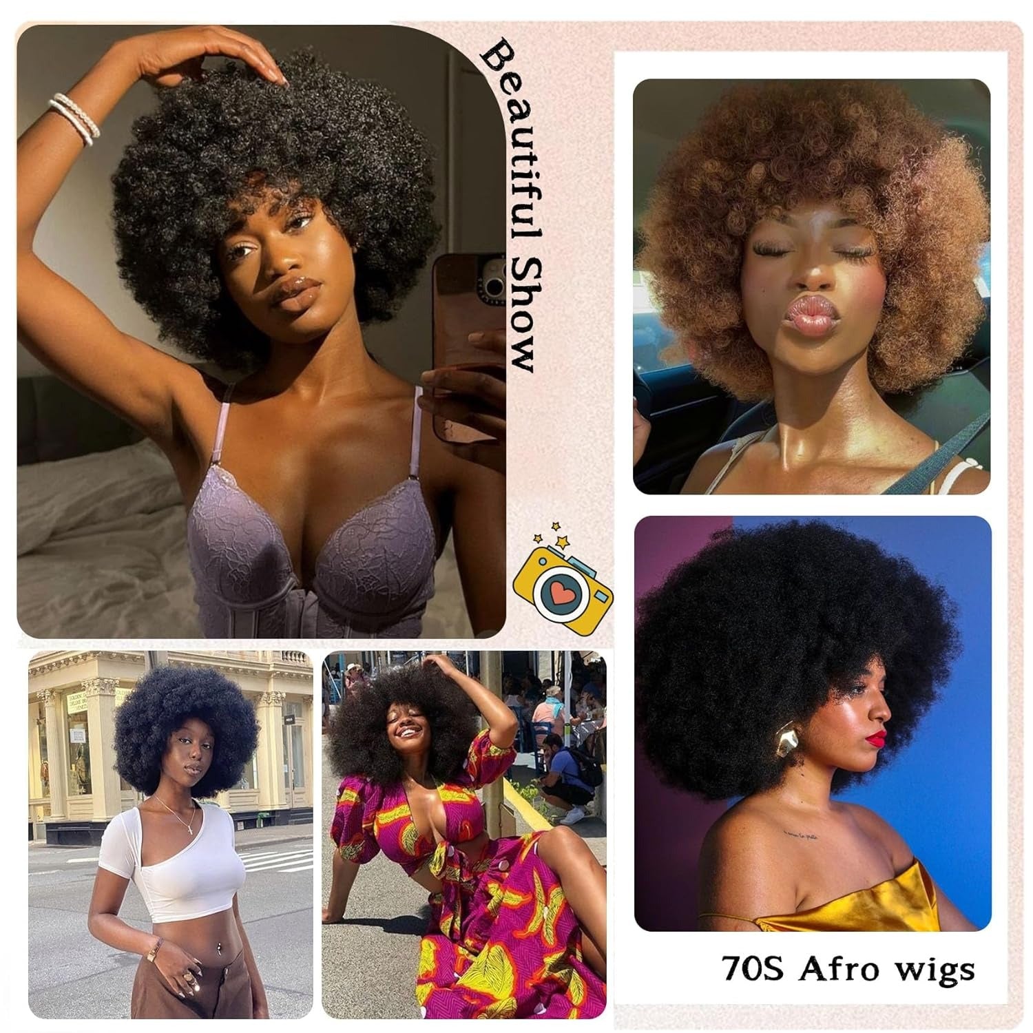 Glueless Afro Kinky Curly Pixie Cut Wig - Short Fluffy Human Hair Wig for Women