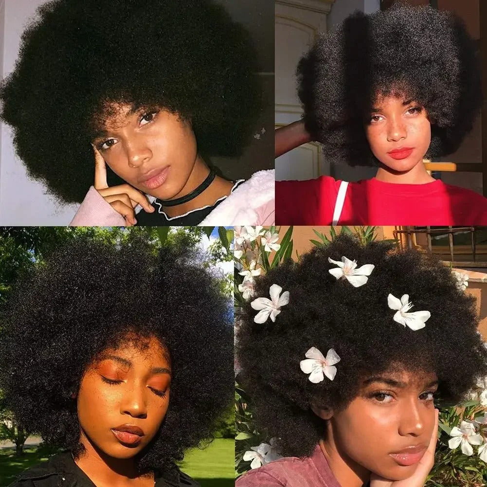 Glueless Afro Kinky Curly Wig | 4C Human Hair | Short Pixie Cut for Black Women