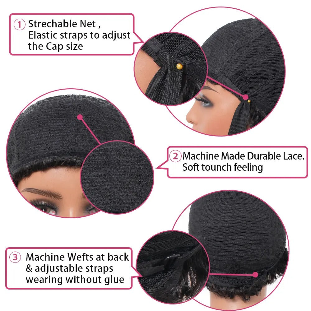 Glueless Afro Kinky Curly Wig | 4C Human Hair | Short Pixie Cut for Black Women