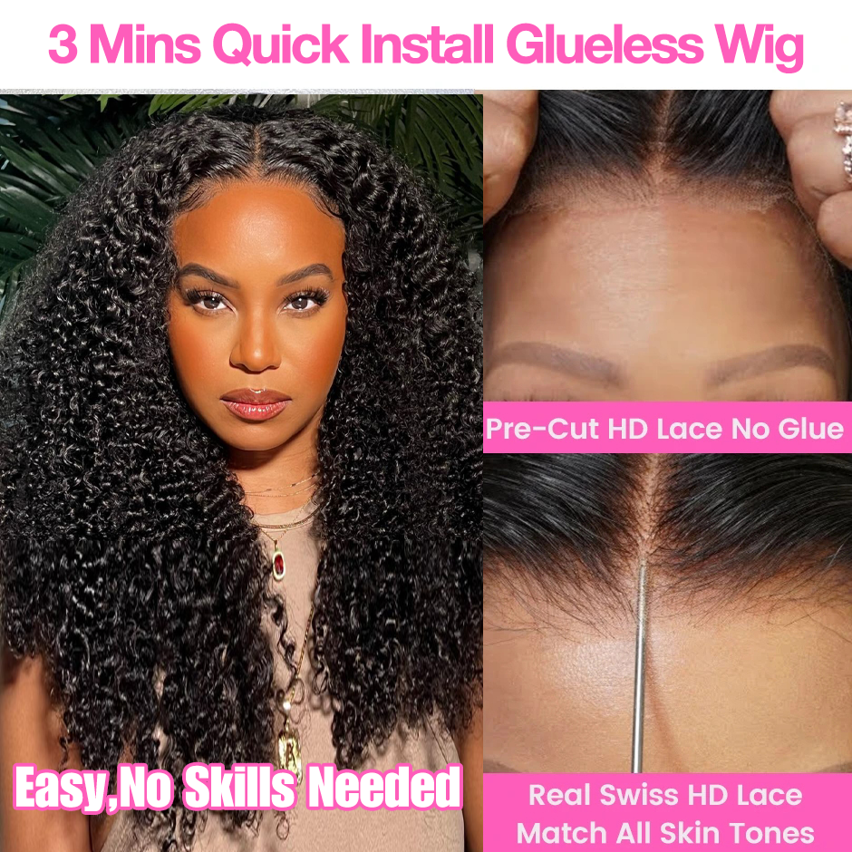 250% Kinky Curly HD Lace Frontal Wig | Glueless Wear & Go | 6x4 /7x5/& 13x6 Closure/Frontal