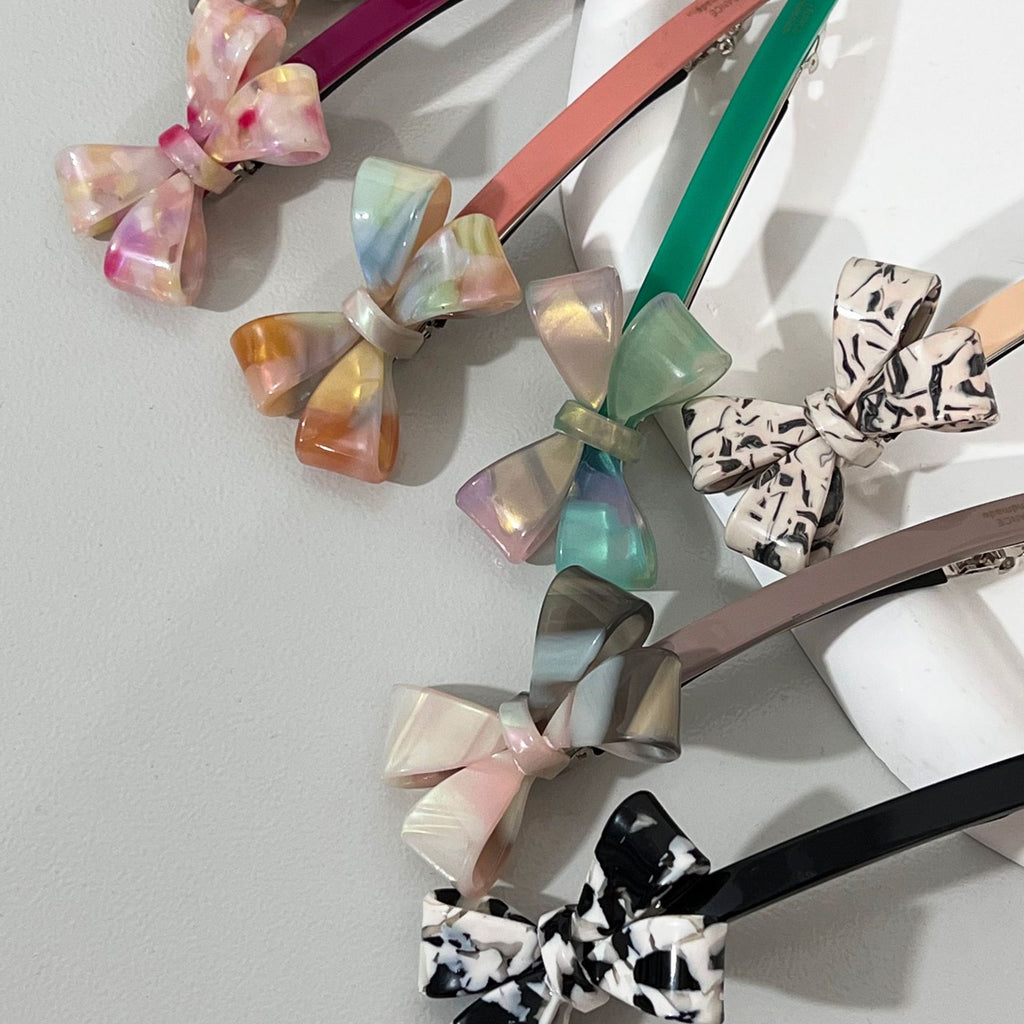 Retro Bow Spring Clip | Acetic Acid Top Clip | Disc Hair Grab Clip