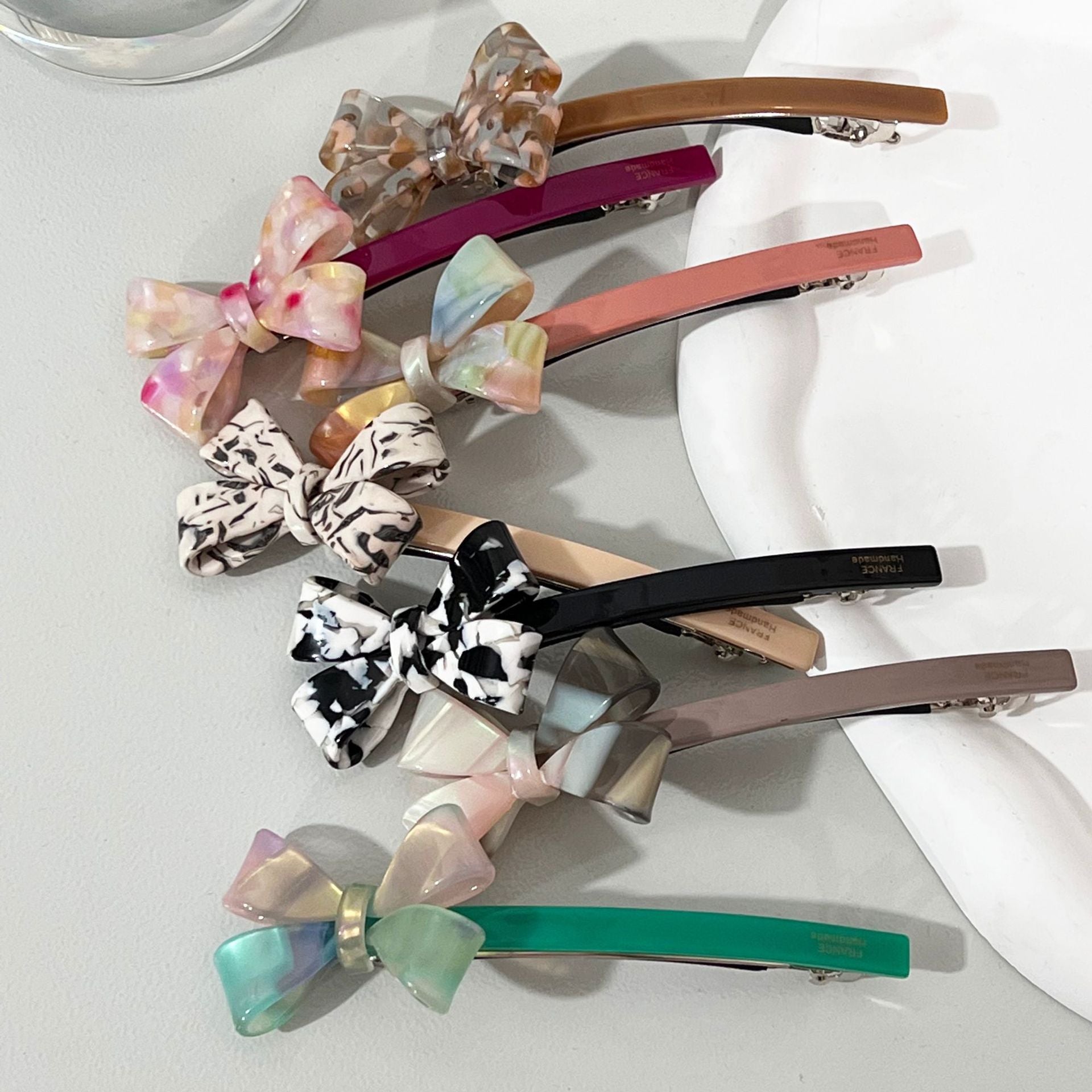 Retro Bow Spring Clip | Acetic Acid Top Clip | Disc Hair Grab Clip