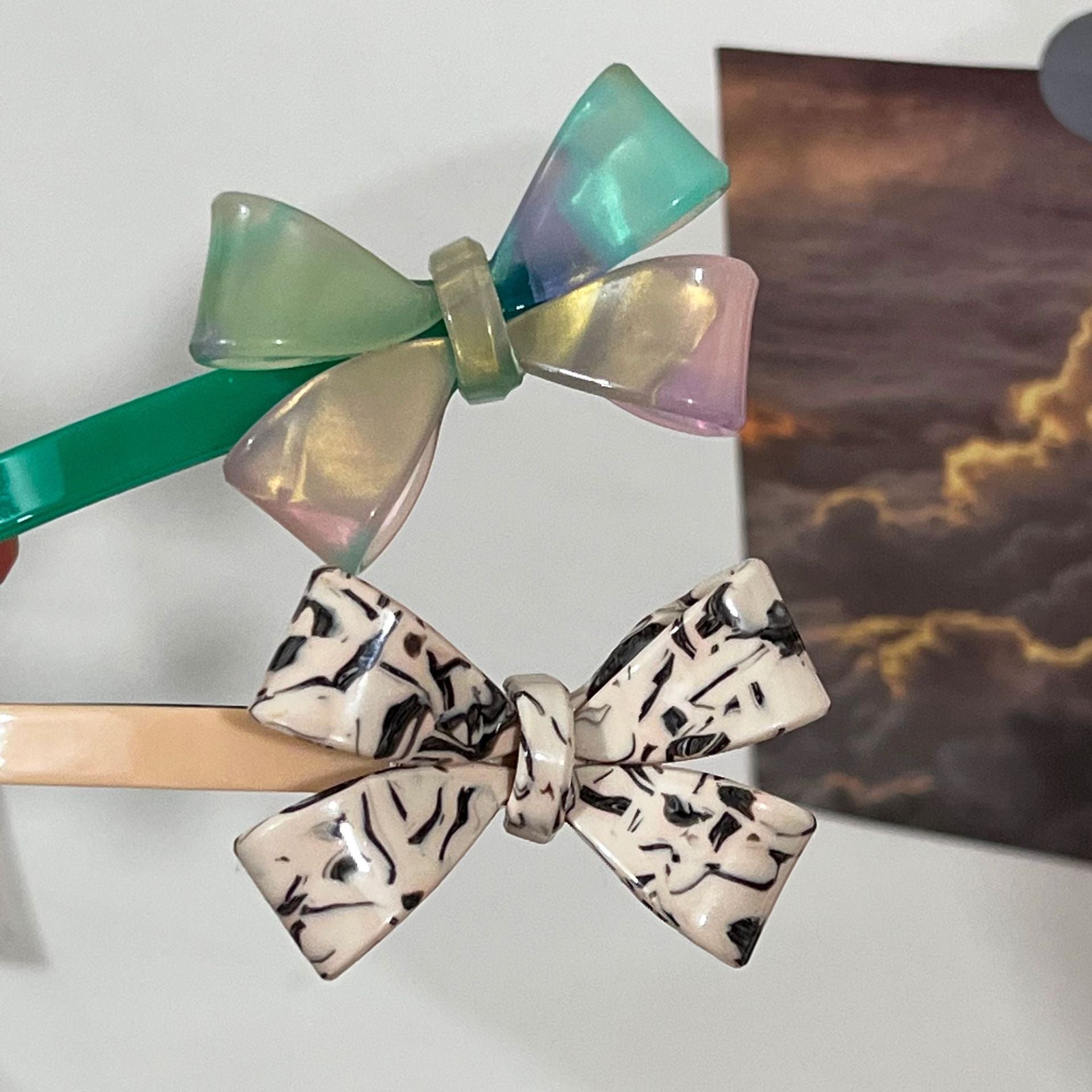 Retro Bow Spring Clip | Acetic Acid Top Clip | Disc Hair Grab Clip