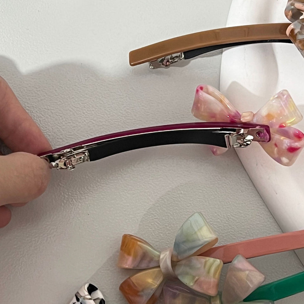 Retro Bow Spring Clip | Acetic Acid Top Clip | Disc Hair Grab Clip