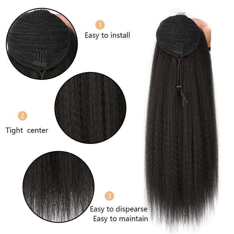 Yaki Straight Drawstring Ponytail Extension | Synthetic | 1B & #4 | 14 & 30 Inch