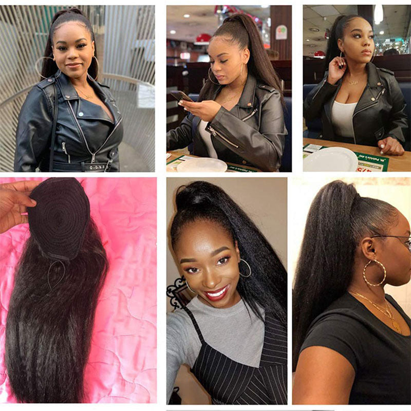 Yaki Straight Drawstring Ponytail Extension | Synthetic | 1B & #4 | 14 & 30 Inch