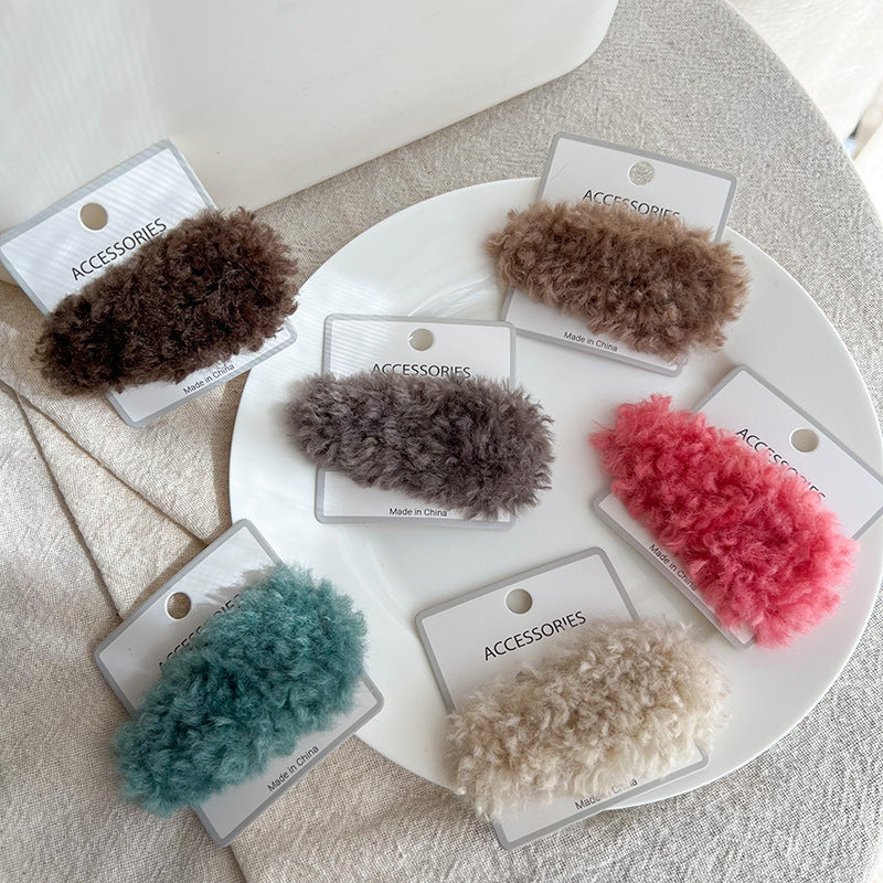 Candy Color Plush Lamb Hair Clip