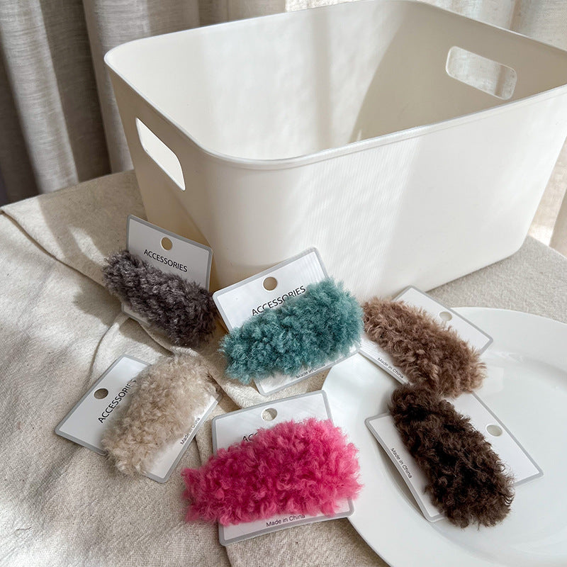 Candy Color Plush Lamb Hair Clip