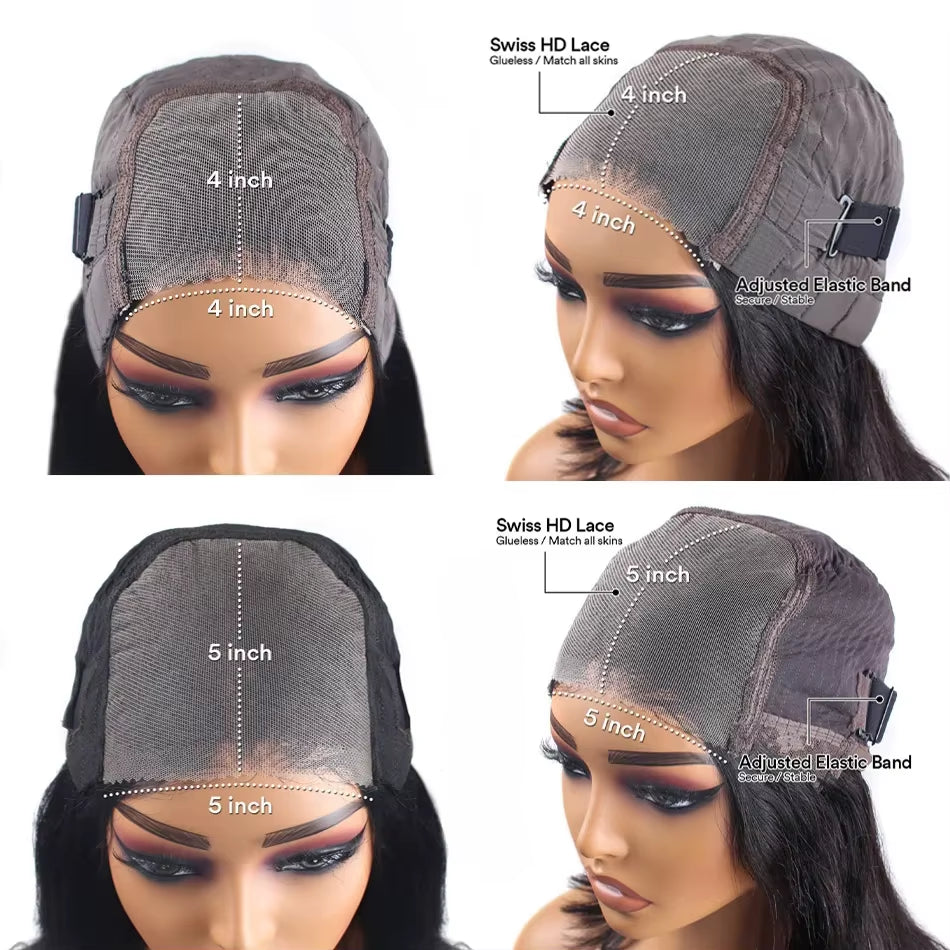 Glueless Wigs Human Hair Ready to Wear Bone Straight Lace Front Wigs Human Hair 4X4 5X5 Pre Cut Hd Lace Closure Wigs for Women