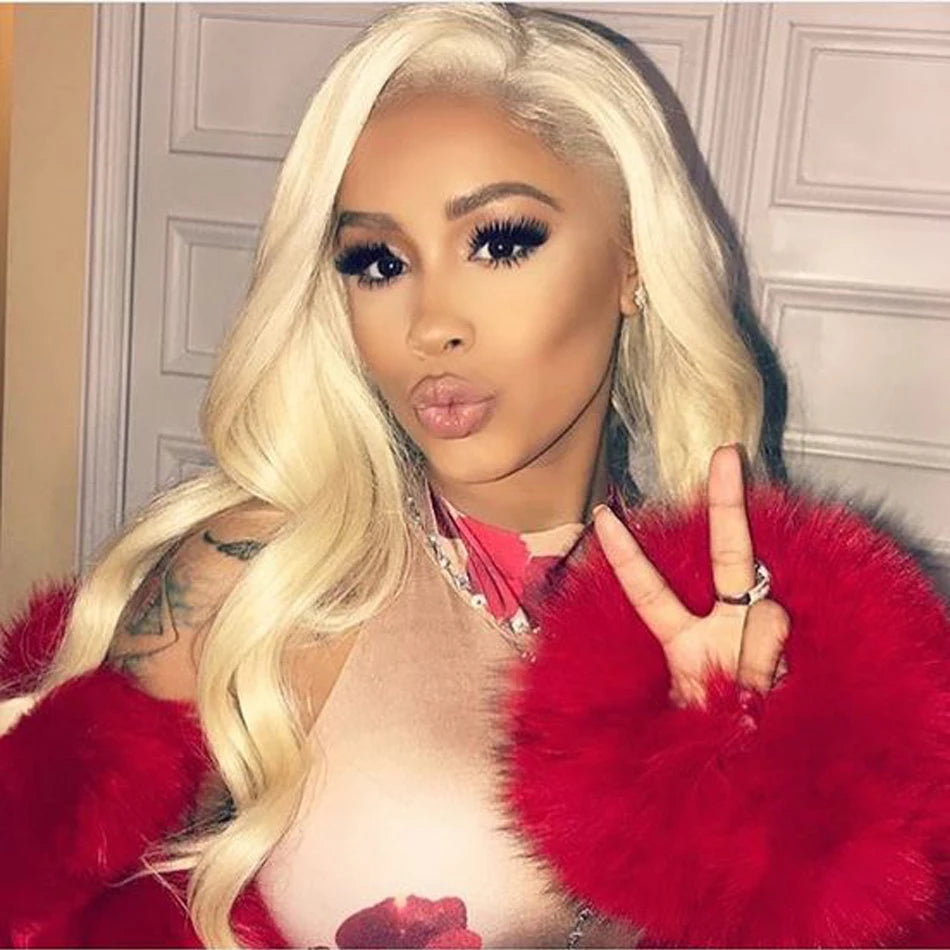 13X6 HD Transparent 613 Blonde Lace Frontal Human Hair Wigs Body Wave Lace Wigs  613 Blonde Lace Front Human Hair Wigs