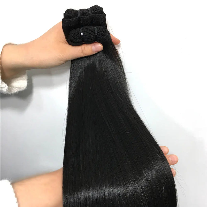 Raw Indian Cuticle Aligned Hair Extensions, Straight Weft, No Tangling, No Shedding, from a Donor Wave Style