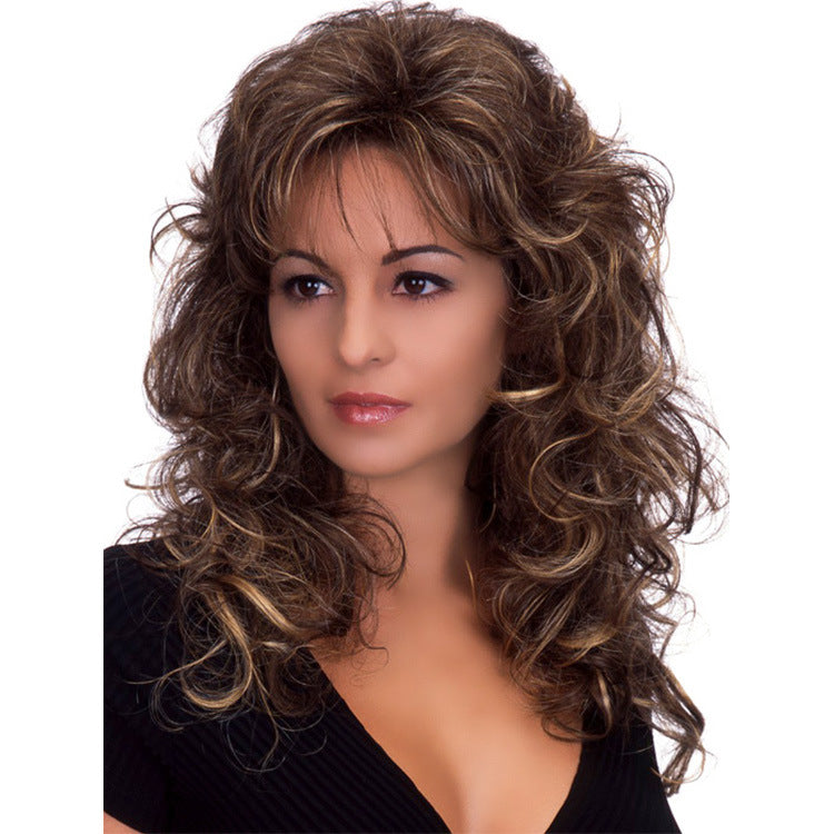 Medium Length Black Curly Wig - Synthetic Curly Hair Wig for Women