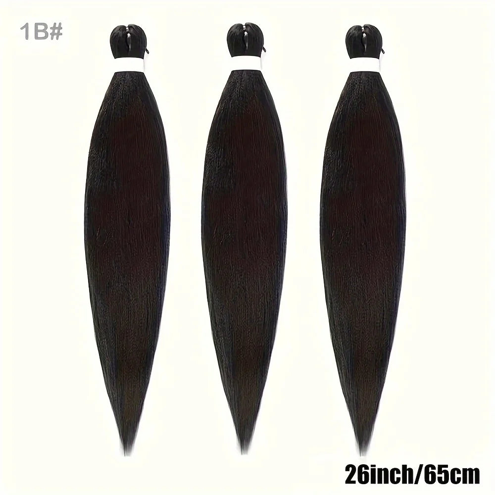 Pre Stretched Synthetic Braiding Hair 3Pcs Natural Black Braiding Hair for Professional Braiding Hair Extensions Crochet Braid