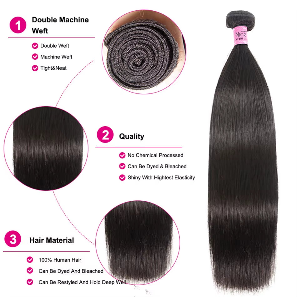 HAIR Peruvian Straight Hair Bundles Natural Color 100% Human Hair Extensions 8-30" Virgin Hair Weave 1/3/4 Bundles