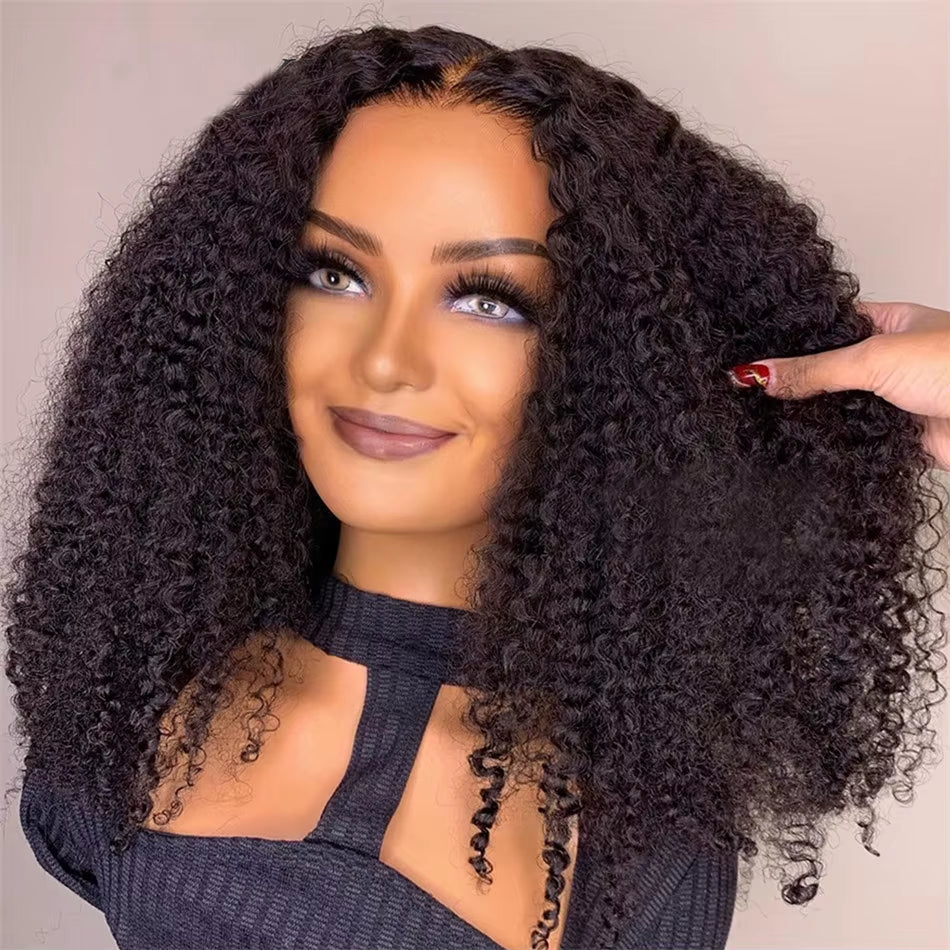 10A 100% Glueless Wigs Human Hair Wigs Ready to Wear Bleached Knots 6X5 Pre Cut HD Transparent Glueless Lace Wigs Kinky Curly
