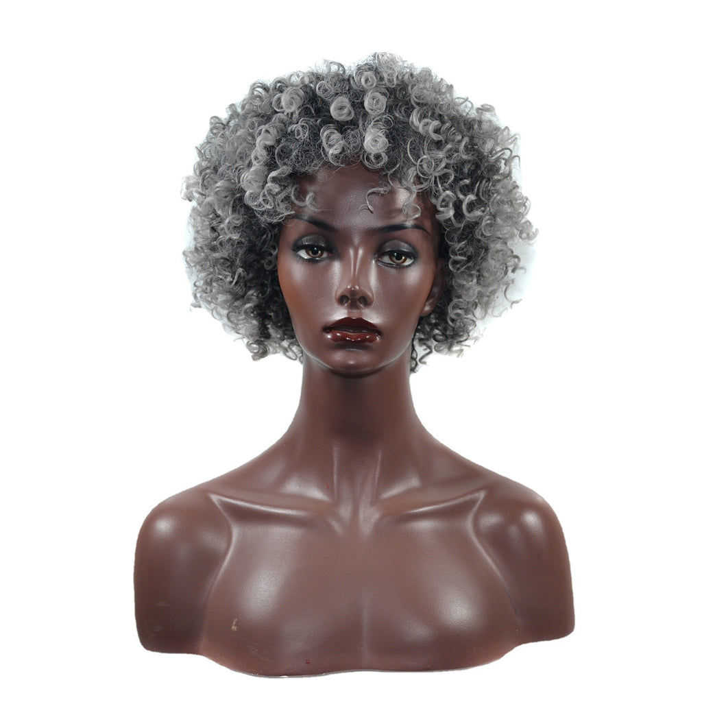 Short Curly Wig with Gradient Color - Fluffy Ombre Synthetic Wig for Women