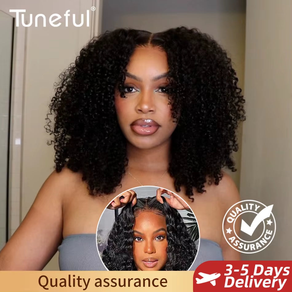 10A 100% Glueless Wigs Human Hair Wigs Ready to Wear Bleached Knots 6X5 Pre Cut HD Transparent Glueless Lace Wigs Kinky Curly