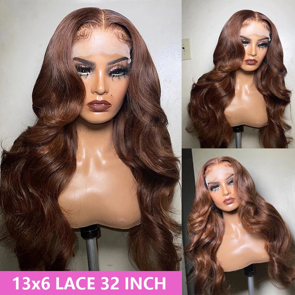 Chocolate Brown Lace Front Wigs 13X4 Body Wave Brown Lace Front Human Hair Wigs Hd 13X6 Lace Frontal Wig Colored Human Hair Wigs