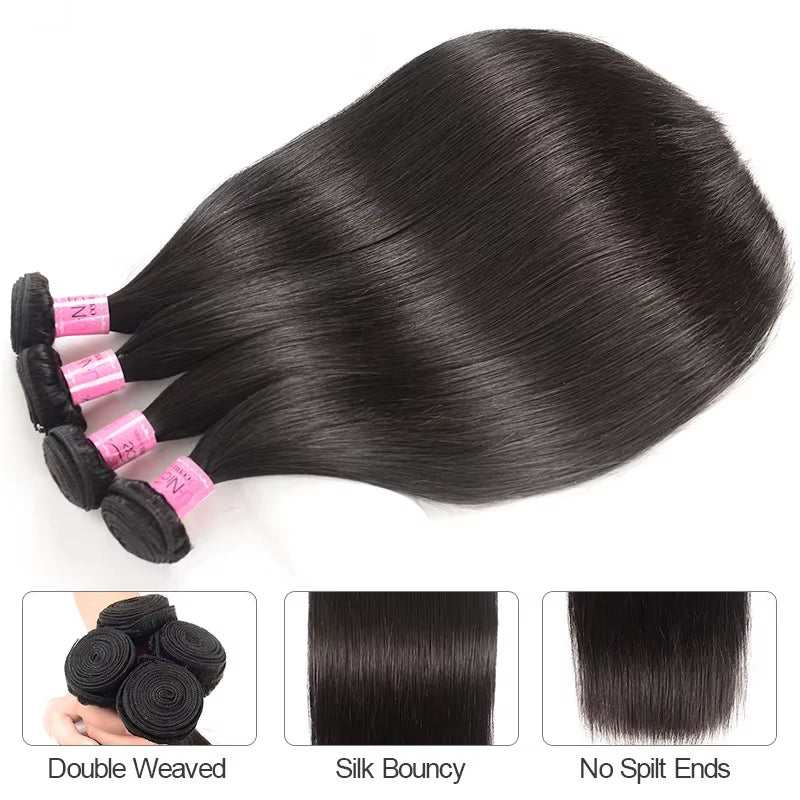 HAIR Peruvian Straight Hair Bundles Natural Color 100% Human Hair Extensions 8-30" Virgin Hair Weave 1/3/4 Bundles