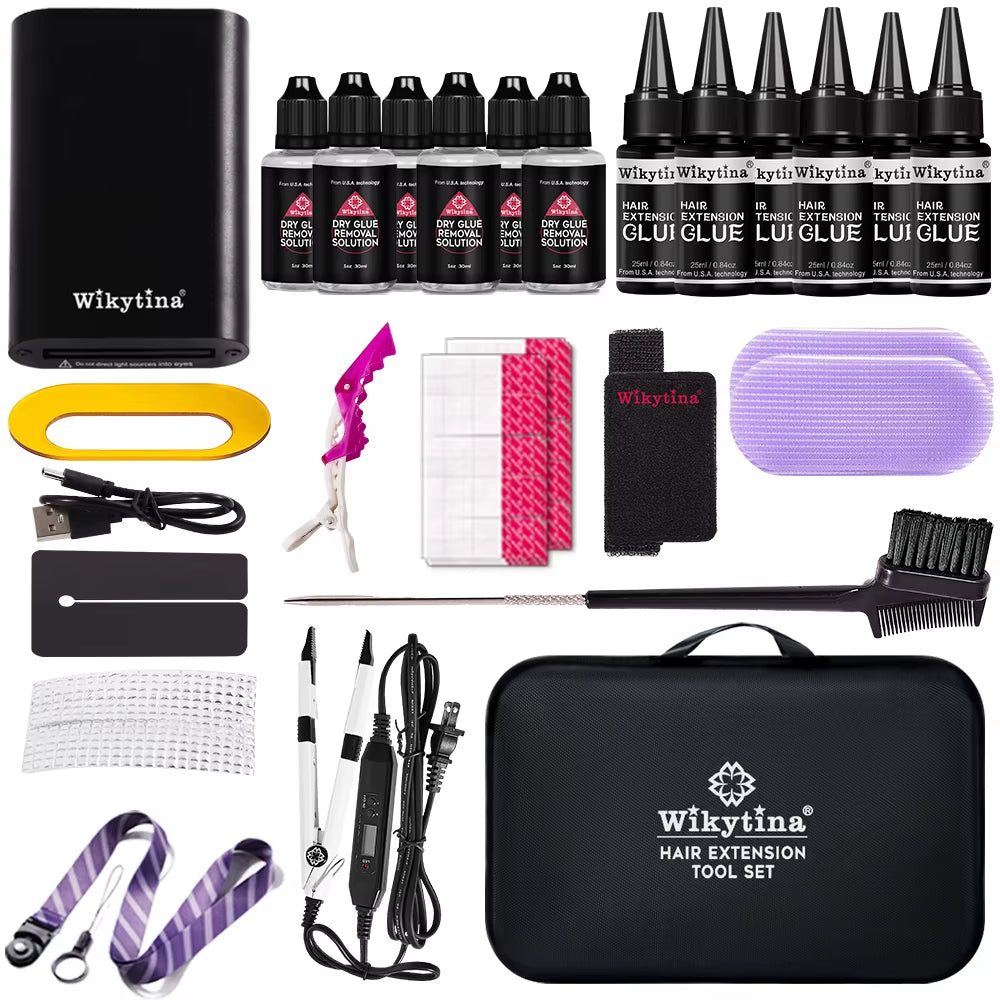 UV Light Hair Extension Kit 2025 with V Light Tools Glue and Curing Lighter for Professional Hair Extensions at Home or Salon