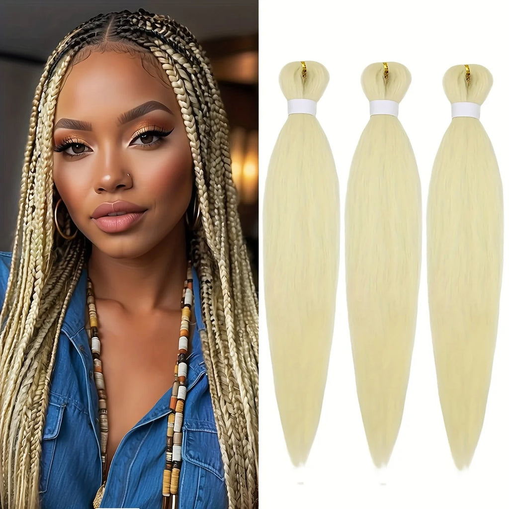 Pre Stretched Synthetic Braiding Hair 3Pcs Natural Black Braiding Hair for Professional Braiding Hair Extensions Crochet Braid