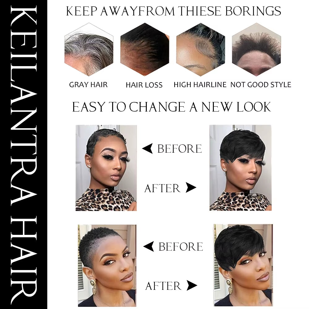 Short Pixie Cut Wig Human Hair for Black Women Machine Made Wigs with Bangs Short Wig Human Hair Wigs