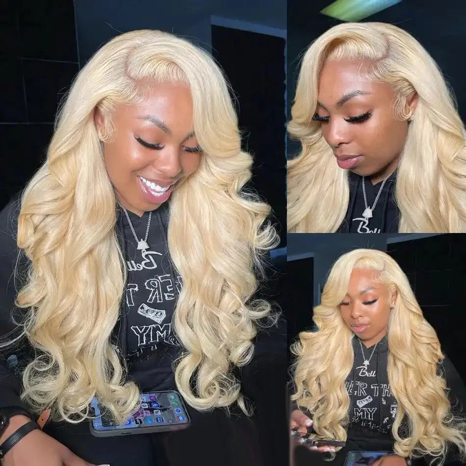 13X6 HD Transparent 613 Blonde Lace Frontal Human Hair Wigs Body Wave Lace Wigs  613 Blonde Lace Front Human Hair Wigs