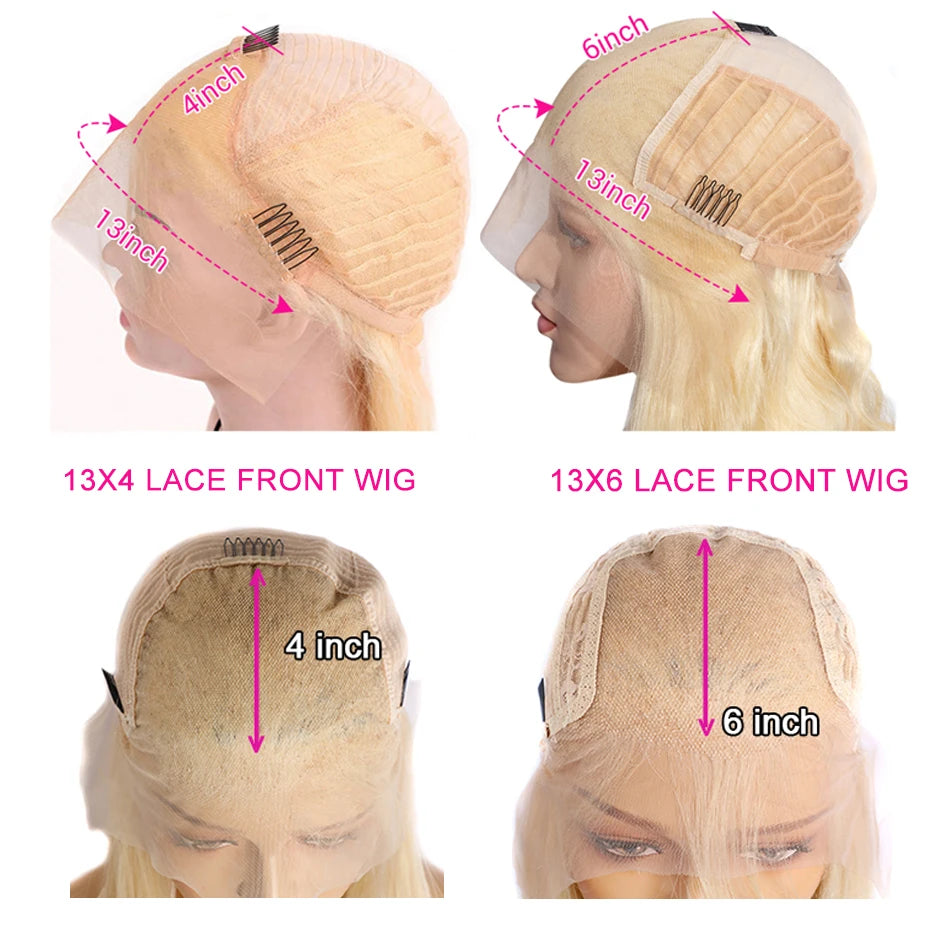 13X6 HD Transparent 613 Blonde Lace Frontal Human Hair Wigs Body Wave Lace Wigs  613 Blonde Lace Front Human Hair Wigs