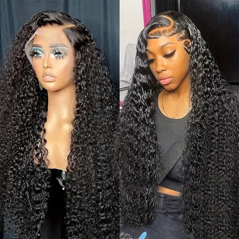 13x4 Lace Front Curly Wig - Afro Kinky Curly Human Hair Wig for Women