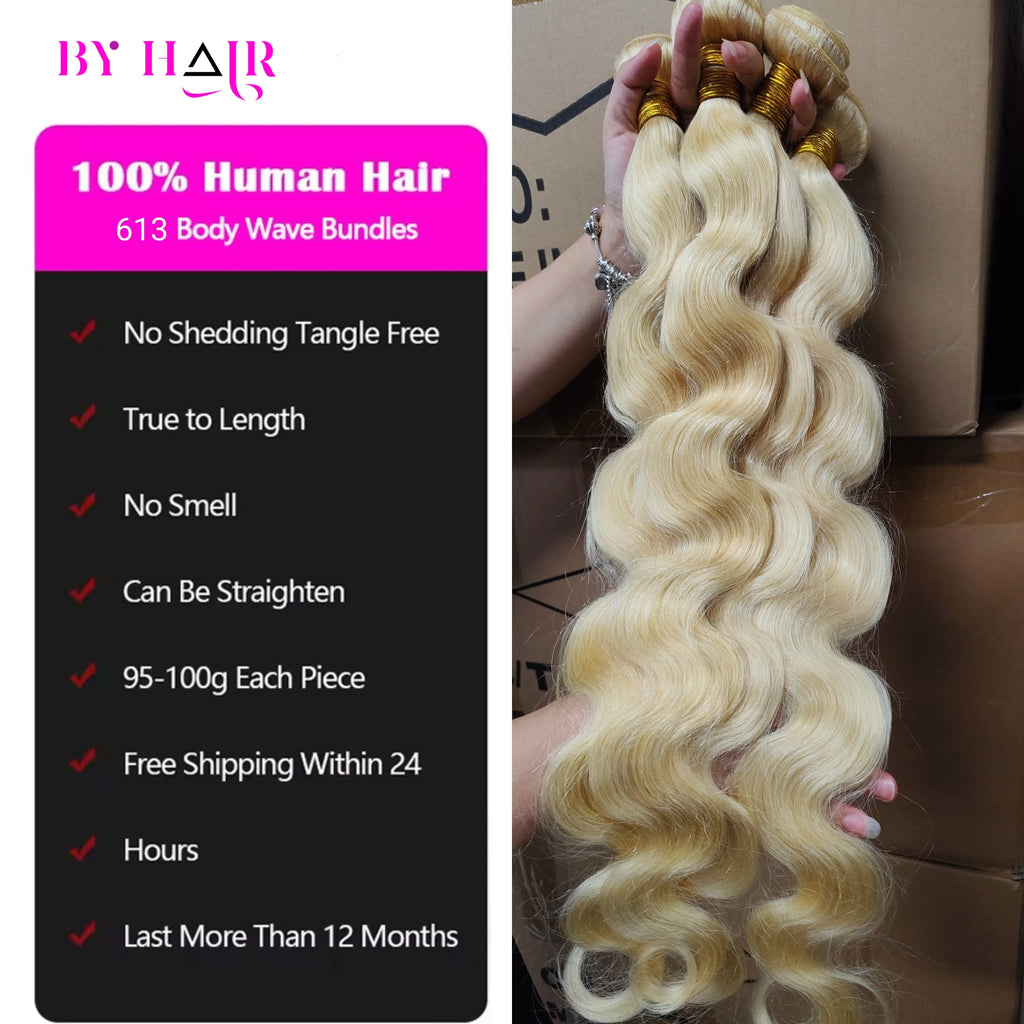 Color Blonde 613 Bundles Peruvian Hair Honey Blonde Body Wave Bundles Raw Human Hair 32 Inches Hair Extensions Tuneful Hair 613