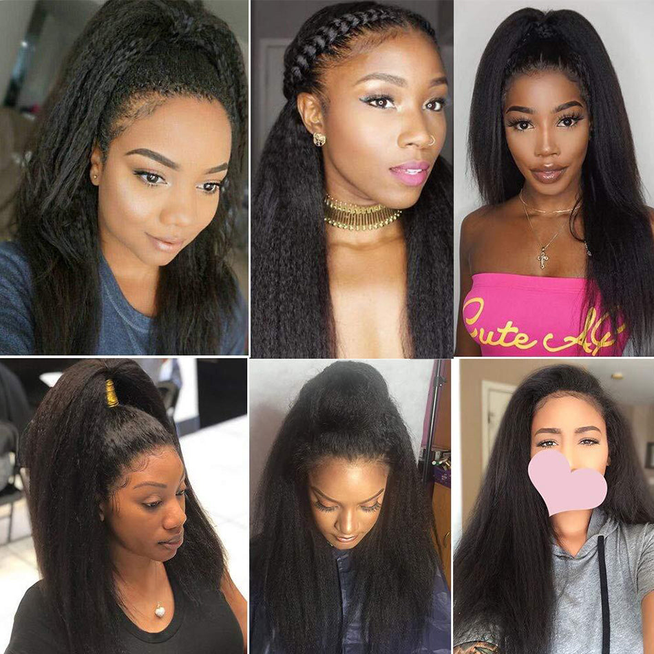 Relaxed Straight Human Hair Bundles - Brazilian Coarse Yaki Double Weft Extensions