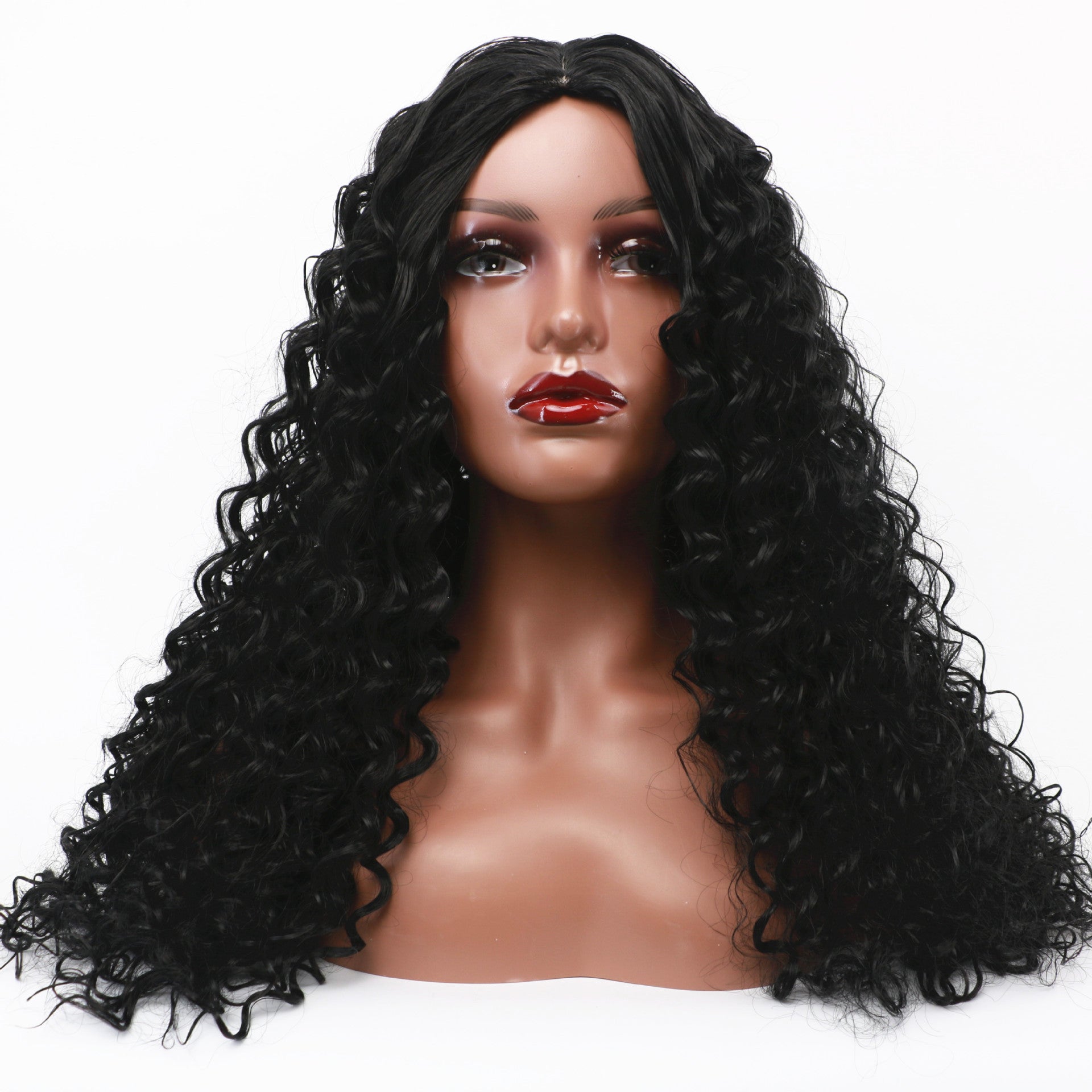 Small Curly Wig - Long Wavy Synthetic Wig with Side Part
